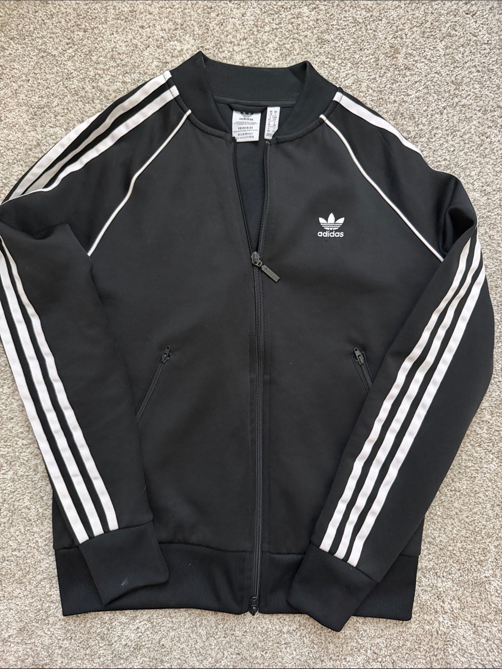 adidas Black Jacket with White Stripes